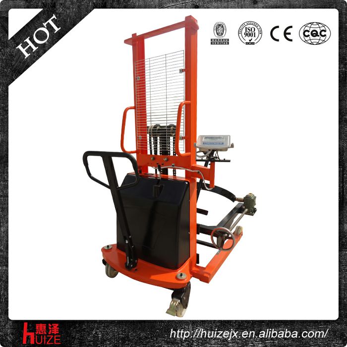 半電動稱重油桶車（夾鐵桶，手搖翻轉(zhuǎn)倒料）